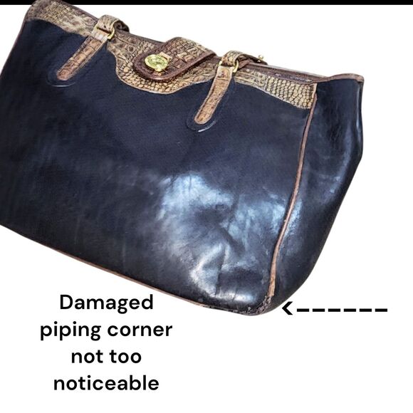 BRAHMIN Vintage Wallet & Black Leather Large Carryall Shoulder Tote Boho Bag - Picture 6 of 16